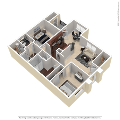 a 3d design of a house with an open floor plan